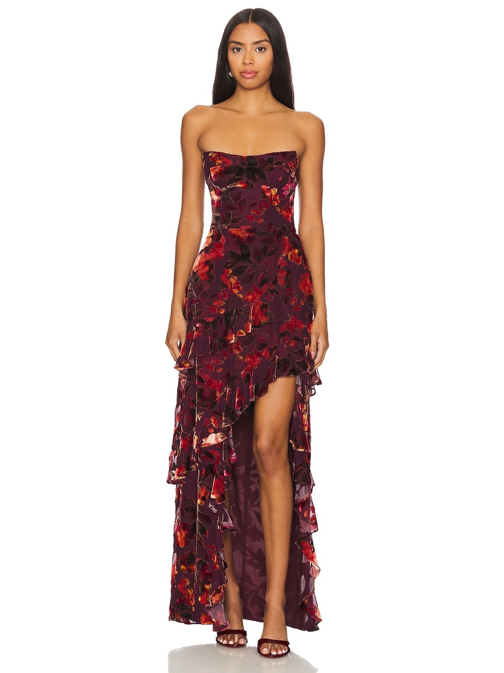 Amanda Uprichard Women’s Magnolia Floral Velvet Strapless Maxi Small **FLAWED**